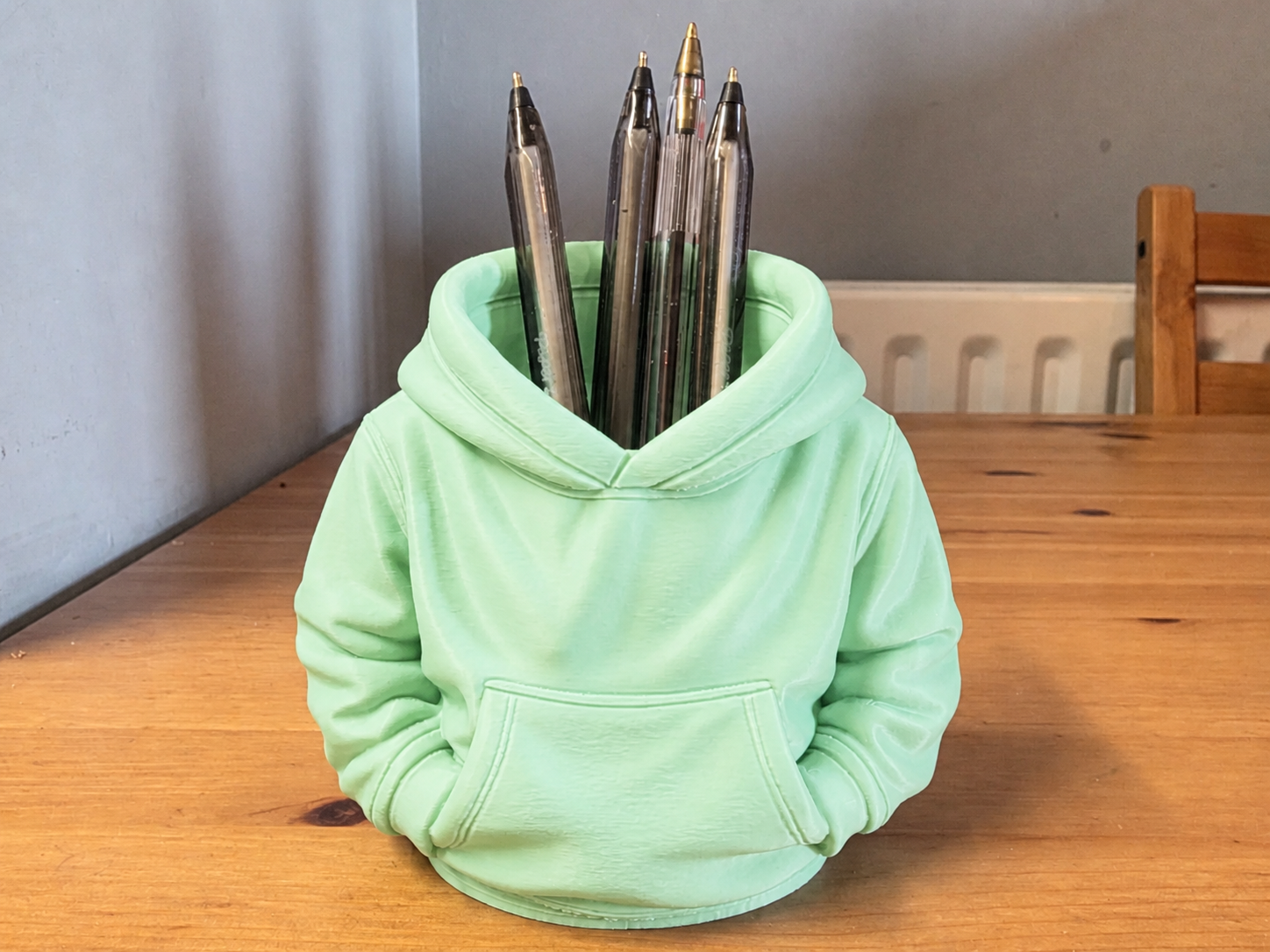 3D Baskı Kapüşonlu Sweatshirt Kalemlik - Masaüstü Organizer-Mint
