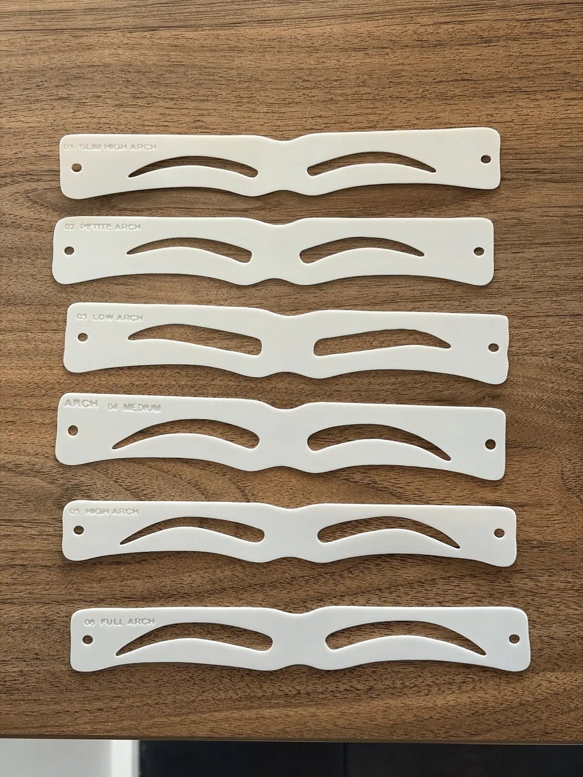 3D Baskı Kaş Şekillendirme Şablonu 6'lı Set Kaş Kalıbı Kaş Kavisi Şablonları Beyaz