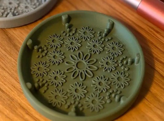 3D Baskı Makyaj Fırçası Temizleme Matı Dokulu Silikon Alternatifi Fırça Temizleyici Palet - Yeşil