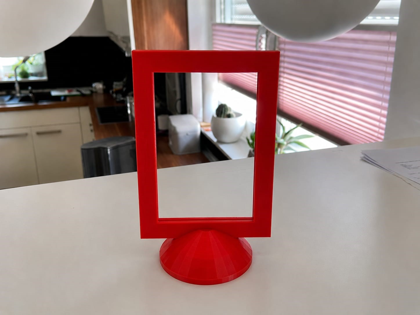 3D Baskı Modern Fotoğraf Çerçevesi - Masaüstü ve Raf Üstü Dekoratif Resimlik-Kırmızı