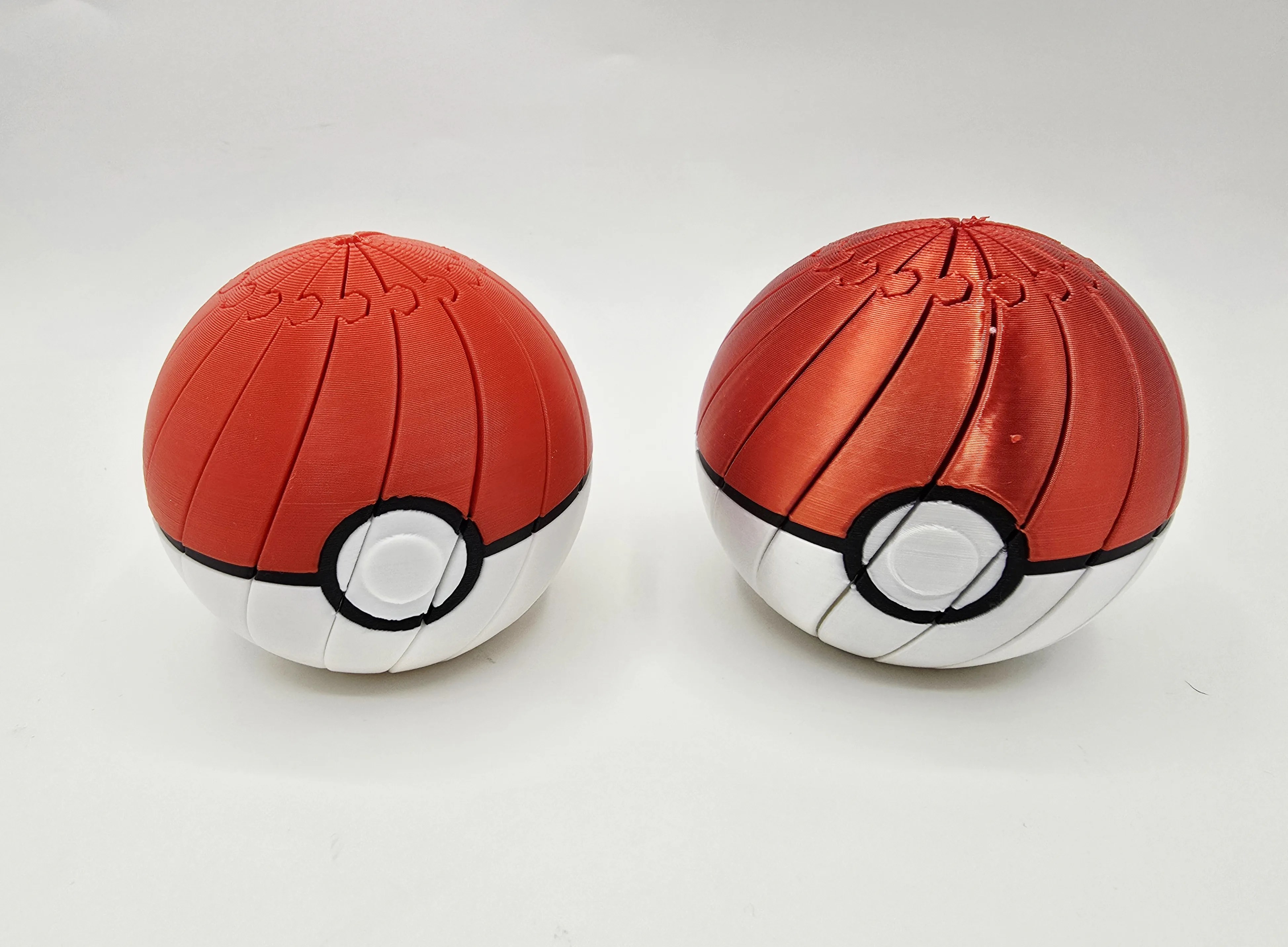 3D Baskı Pokebal - Segmentli Pokeball Dekoratif Küre-Kırmızı