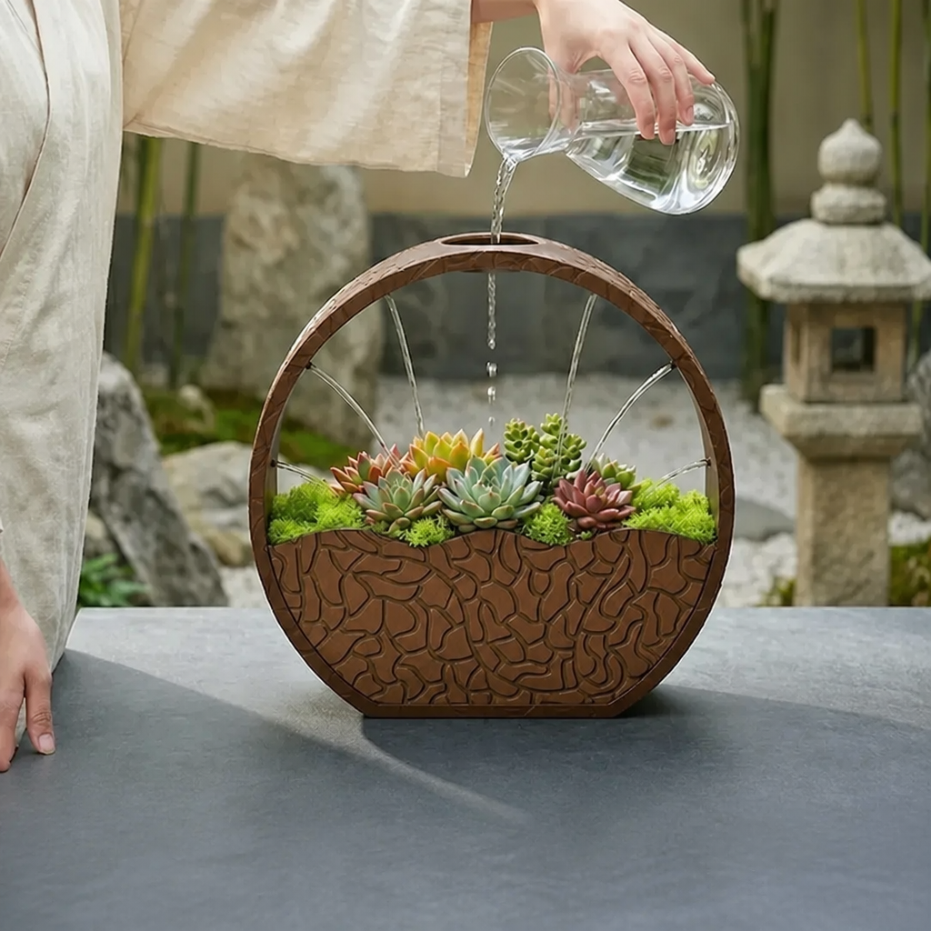 3D Baskı Self-Watering Planter - Kendi Kendini Sulayan Saksı-Kahverengi