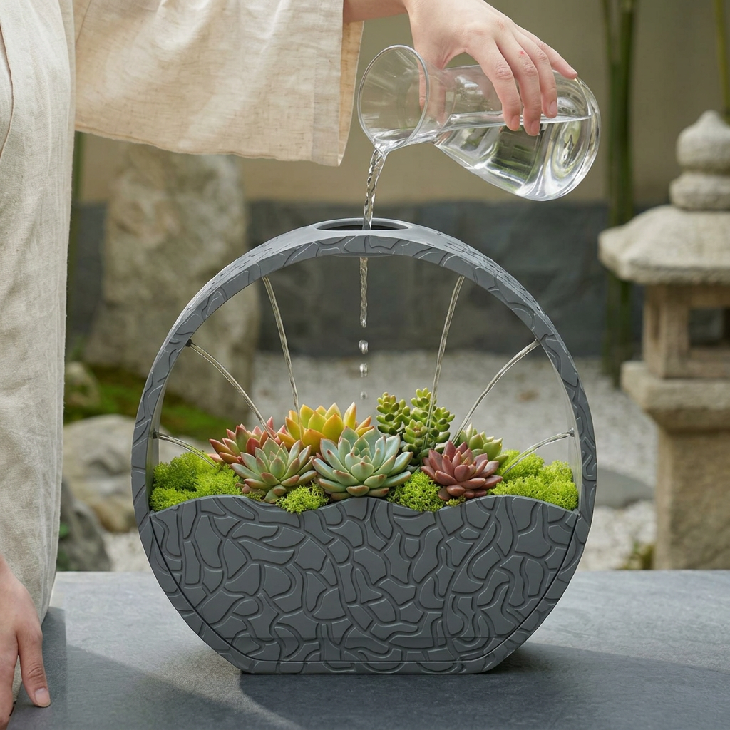 3D Baskı Self-Watering Planter - Kendi Kendini Sulayan Saksı-Gri