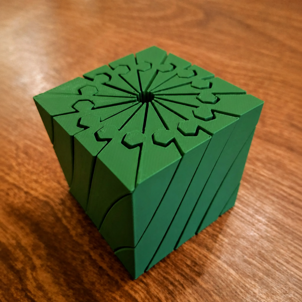 3D Baskı Twisting Küp - Mekanik Dönen Bulmaca Küpü-Yeşil