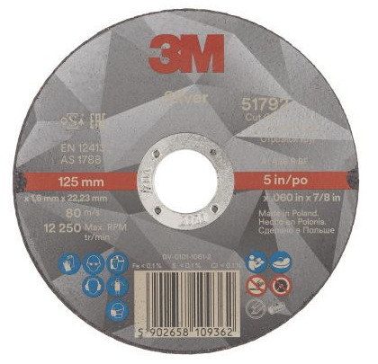 3M İnox kesme taşı - 51792 - 125x1,6x22.23 mm
