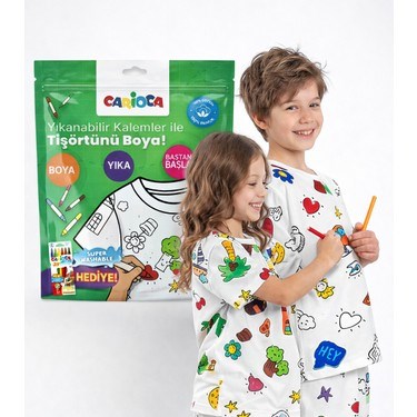 4-5 Yaş İçin Boyanabilir Tişört, Keçeli Kalem Hediyeli