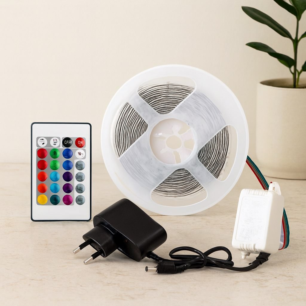 4.5 m RGB LED Şerit 54 LED/m Kumandalı Adaptörlü