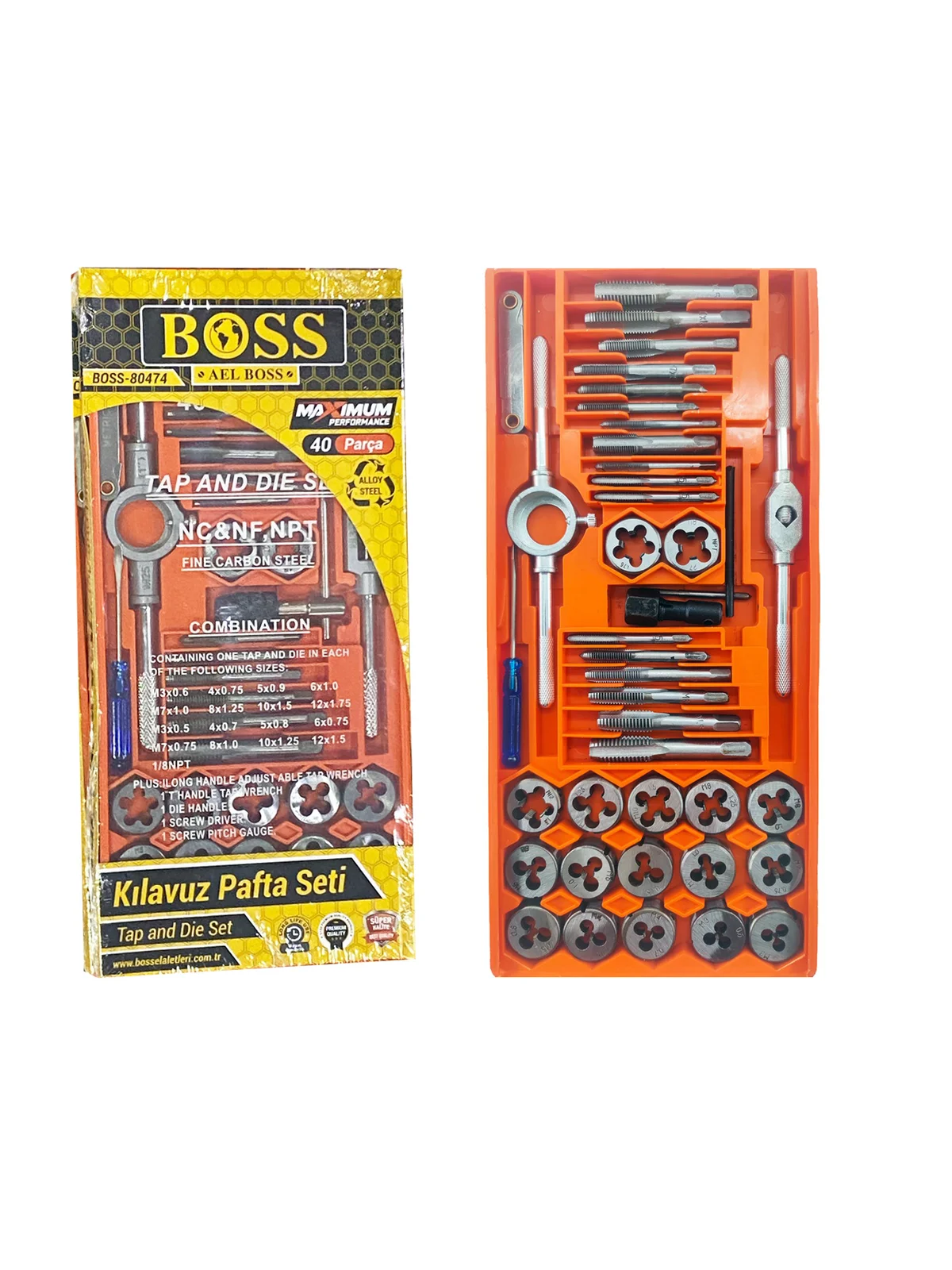 40 PARÇA Kılavuz ve Pafta Takımı BOSS80474