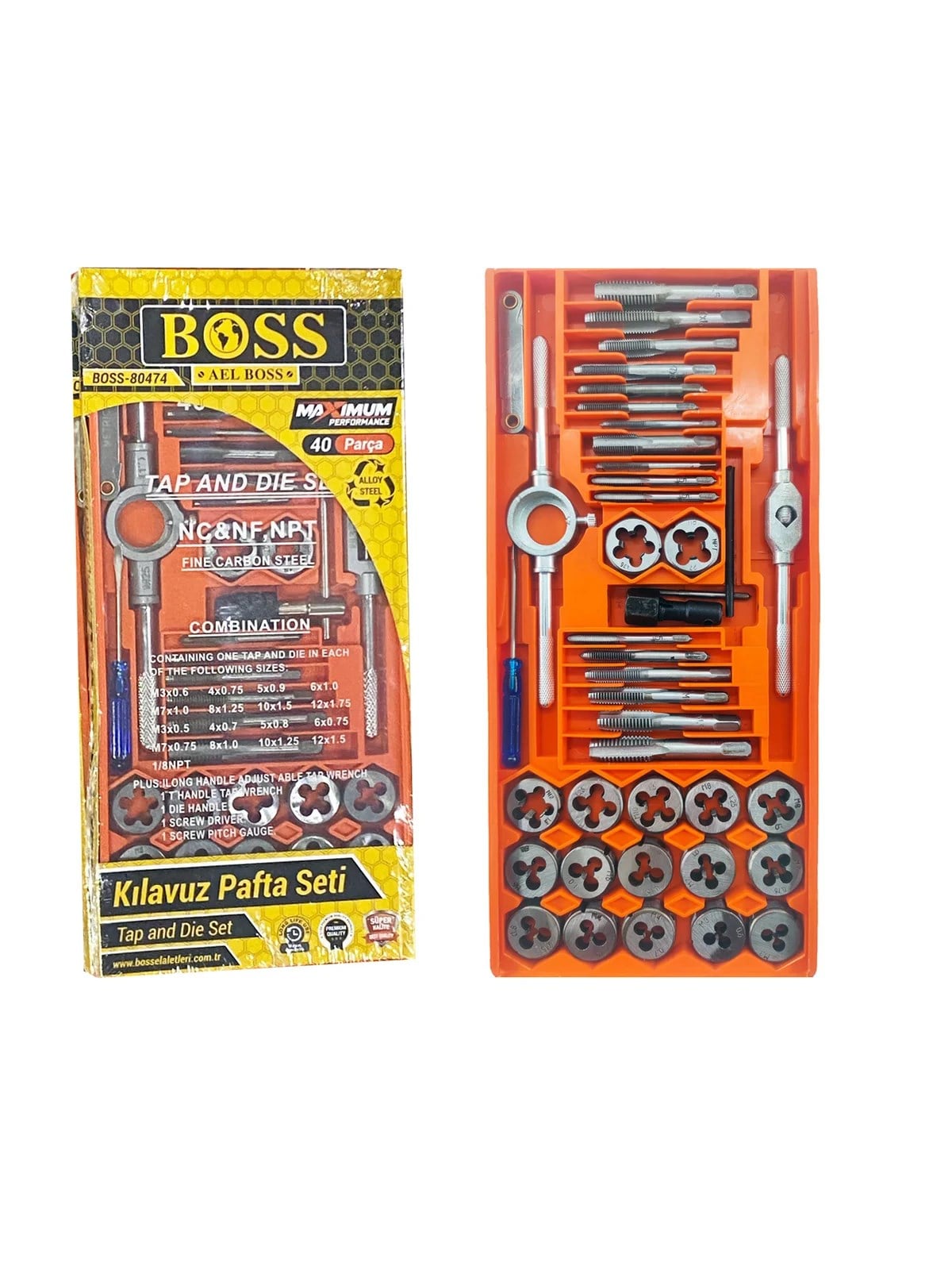 40 PARÇA Kılavuz ve Pafta Takımı BOSS80474
