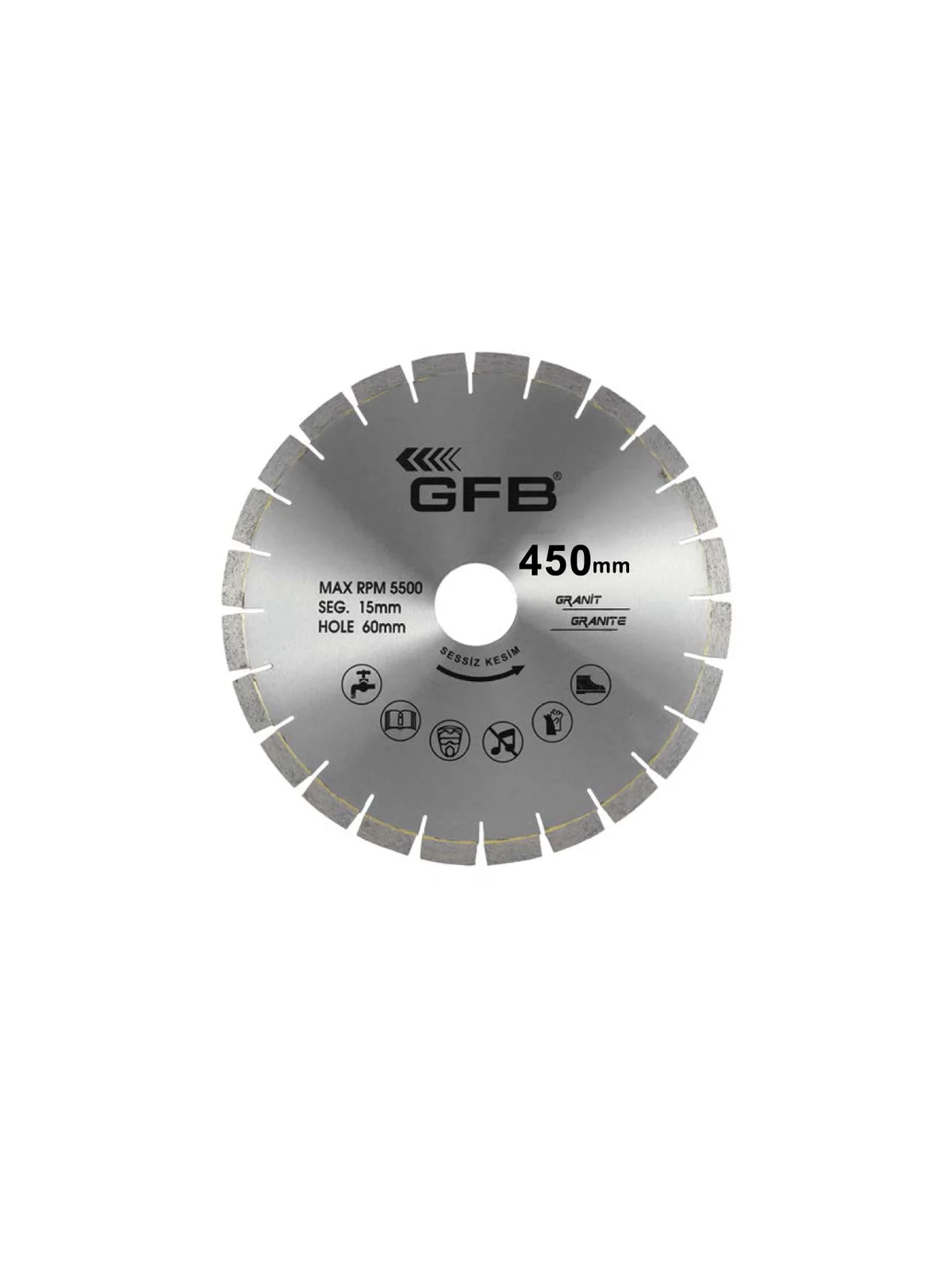 400x60-40x3.6x15mm Granit Kesme Testere Lazer Kaynaklı (Sessiz Kesim) GFB2377