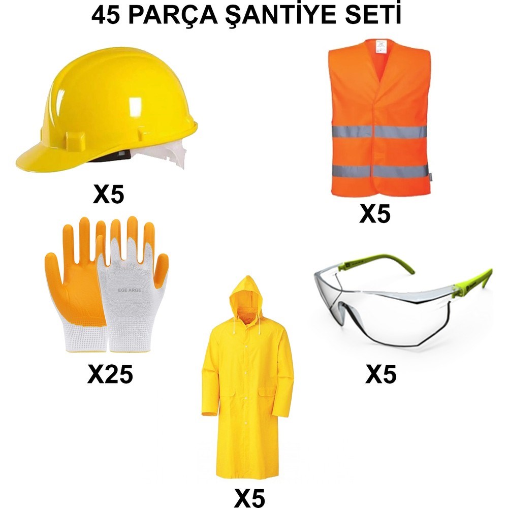 45 Parça Şantiye Eldiven Seti ile Gelişmiş Güvenlik Sağlayın