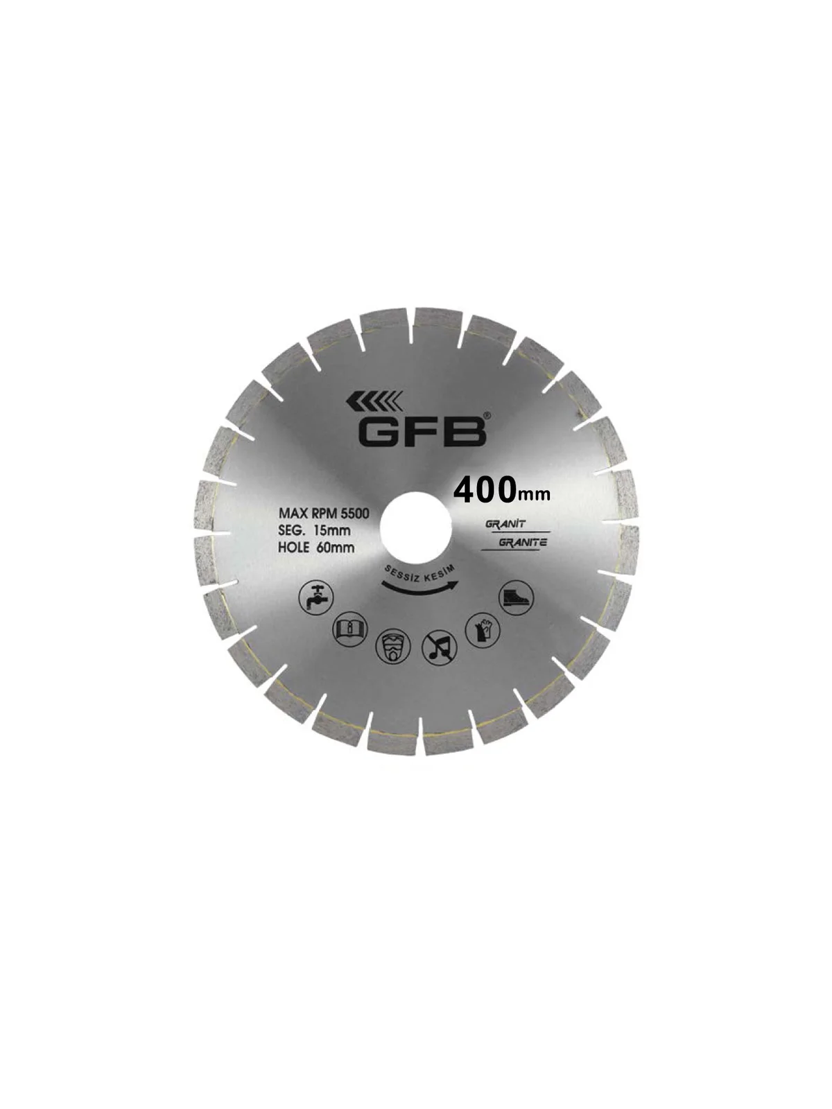 450x60-40x4.2x15mm Granit Kesme Testere Lazer Kaynaklı (Sessiz Kesim) GFB2378