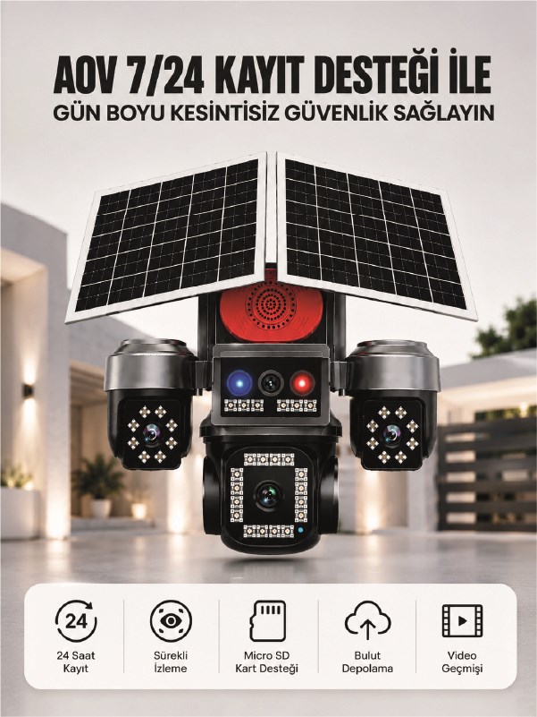 4G SIM Kartlı Uzaktan İzlemeli Akıllı Güvenlik Kamerası Çift Yönlü Ses