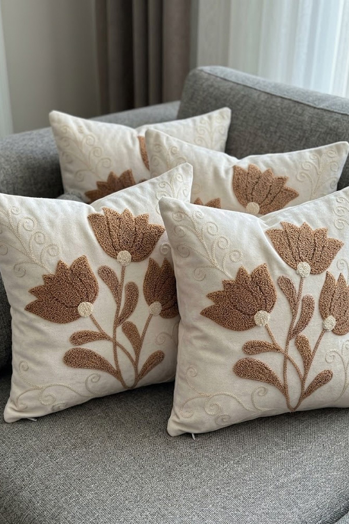 4lü Kırlent Kılıfı, Dijital Baskılı Çift Taraflı Kırlent Kılıfı 45x45cm