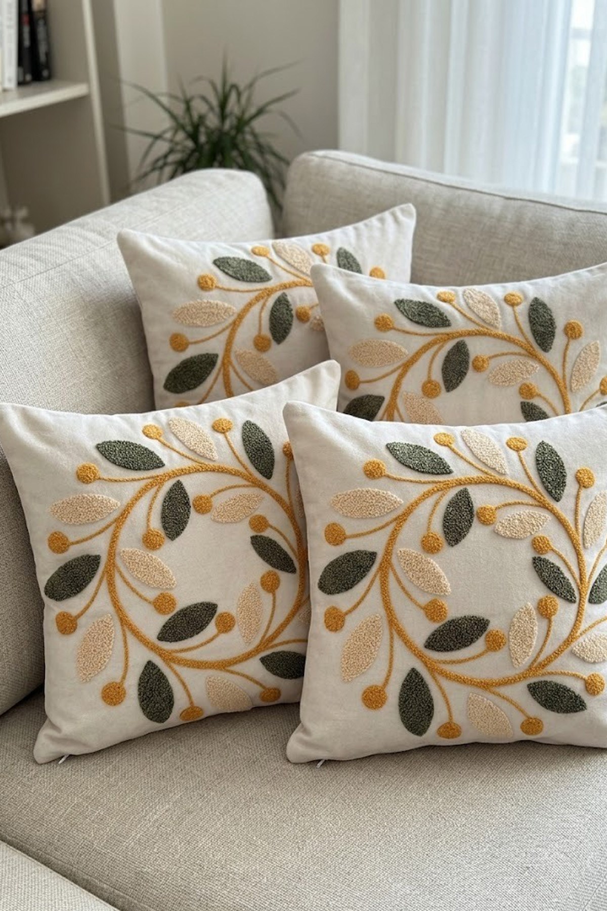 4lü Kırlent Kılıfı, Dijital Baskılı Çift Taraflı Kırlent Kılıfı 45x45cm