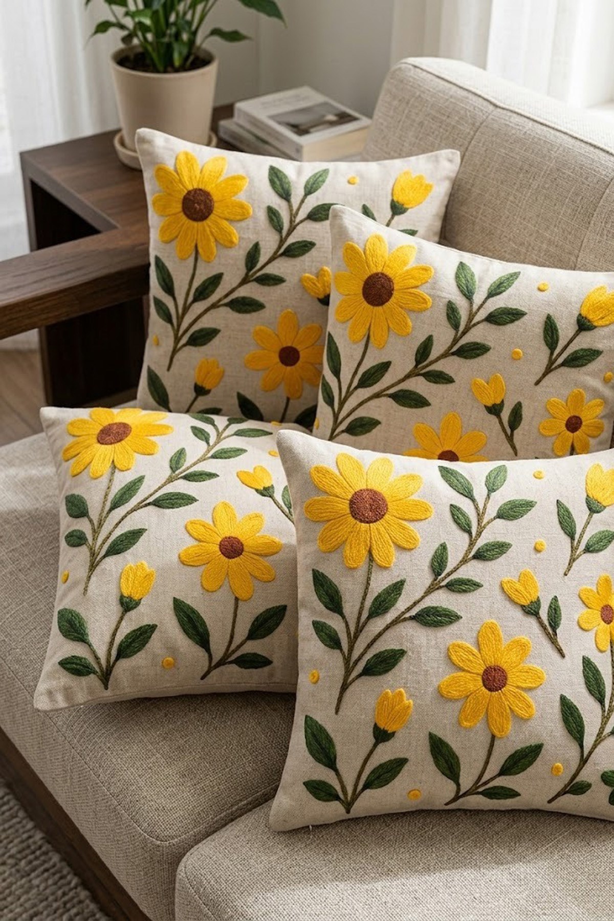 4lü Kırlent Kılıfı, Dijital Baskılı Çift Taraflı Kırlent Kılıfı 45x45cm