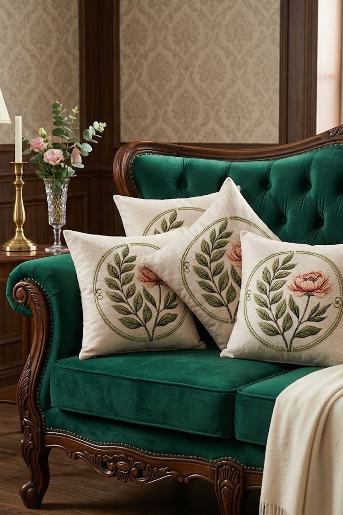 4lü Kırlent Kılıfı, Dijital Baskılı Çift Taraflı Kırlent Kılıfı 45x45cm