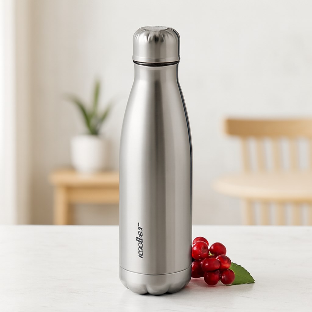 500 ml Paslanmaz Çelik Şişe Termos (Krom, Kaydırmaz Taban)