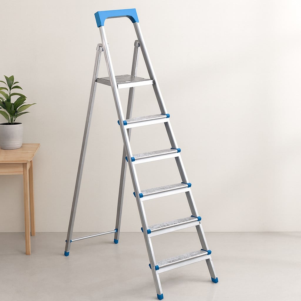 5+1 Basamaklı Metal Merdiven 125 cm - 120 kg Kapasiteli