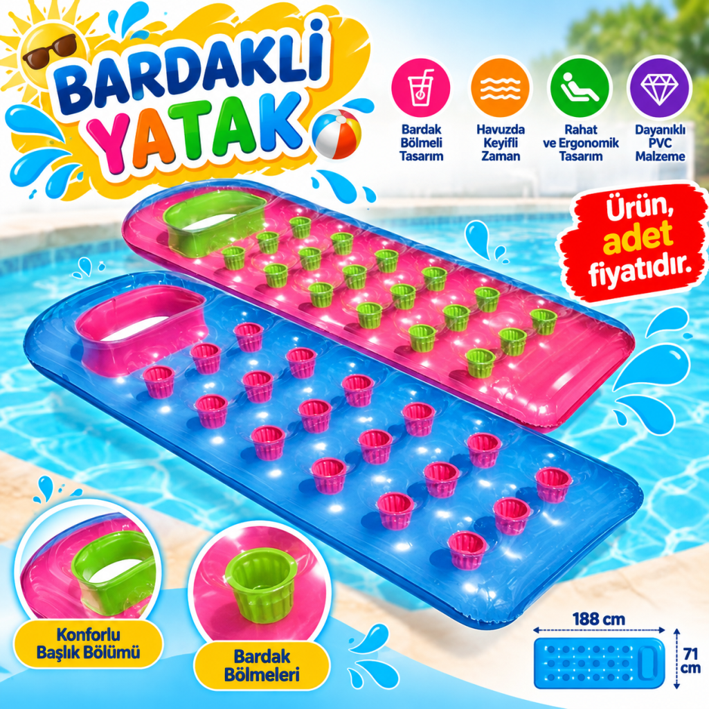 59895 BARDAKLI MAVİ-KIRMIZI YATAK (188x71Cm) (adet fiytaıdır)