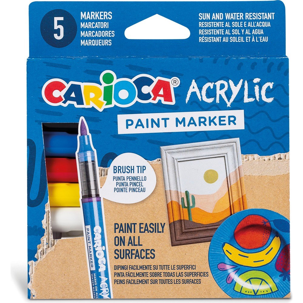 5'li Fırça Uçlu Su Bazlı Renkli Akrilik Paint Marker Seti