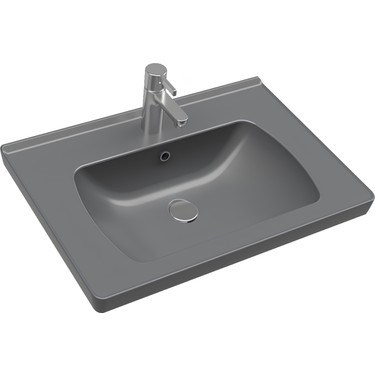 60 cm Etajerli Lavabo, Mat Antrasit Tasarım