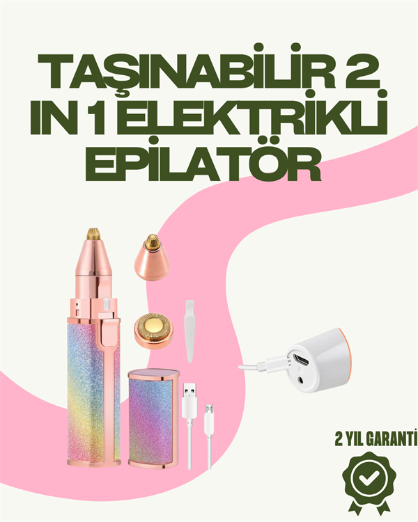 8000 RPM Taşınabilir Epilatör – Kaş Düzeltici ve Dudak Epilatörlü Pille Çalışan