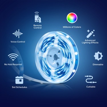 Akıllı Wi-Fi LED Şerit, 5m Uzunlukta Çok Renkli Işık