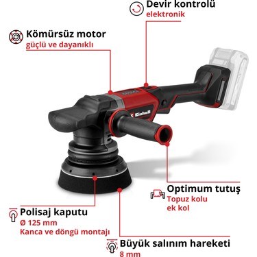 Akülü Polisaj Makinesi 18 V Akü ve Şarj Cihazı Hariç Pratik Kullanım