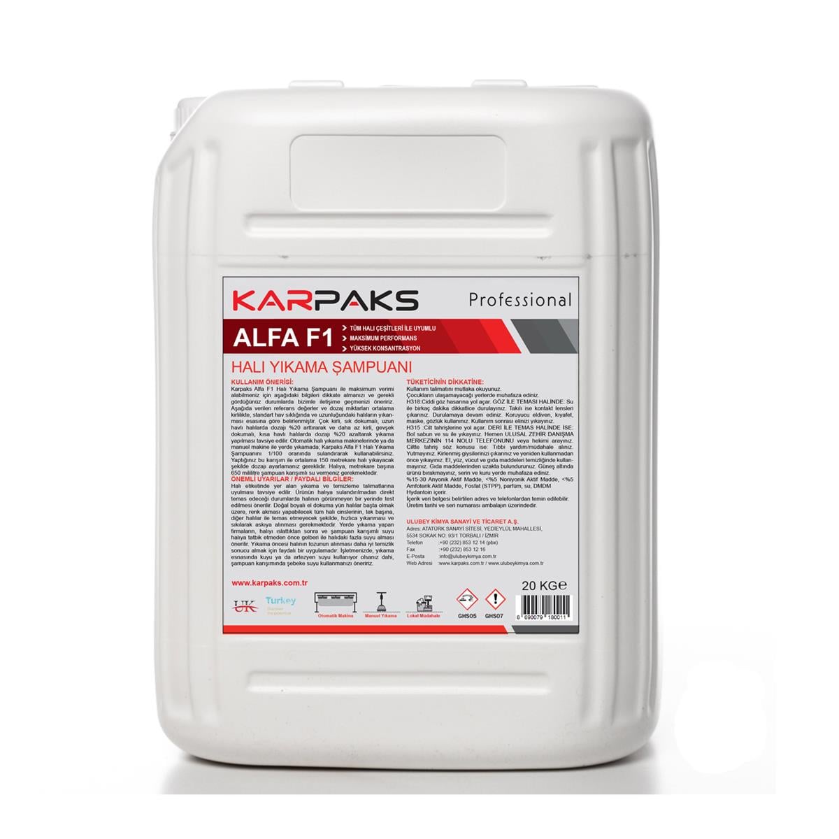 Alfa F1 Halı Yıkama Şampuanı 20 Kg