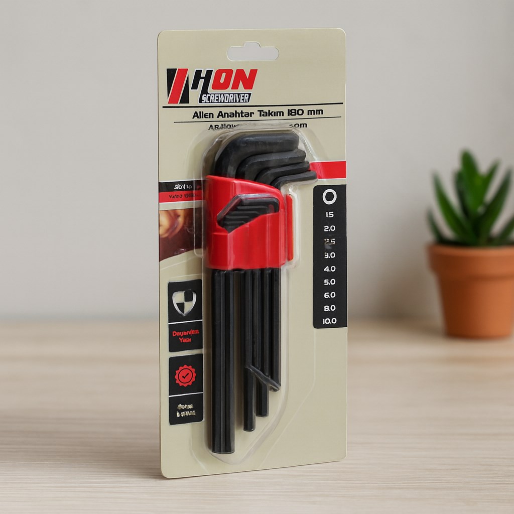 Alyan Anahtar Takımı 9lu Siyah Uzun 180 mm