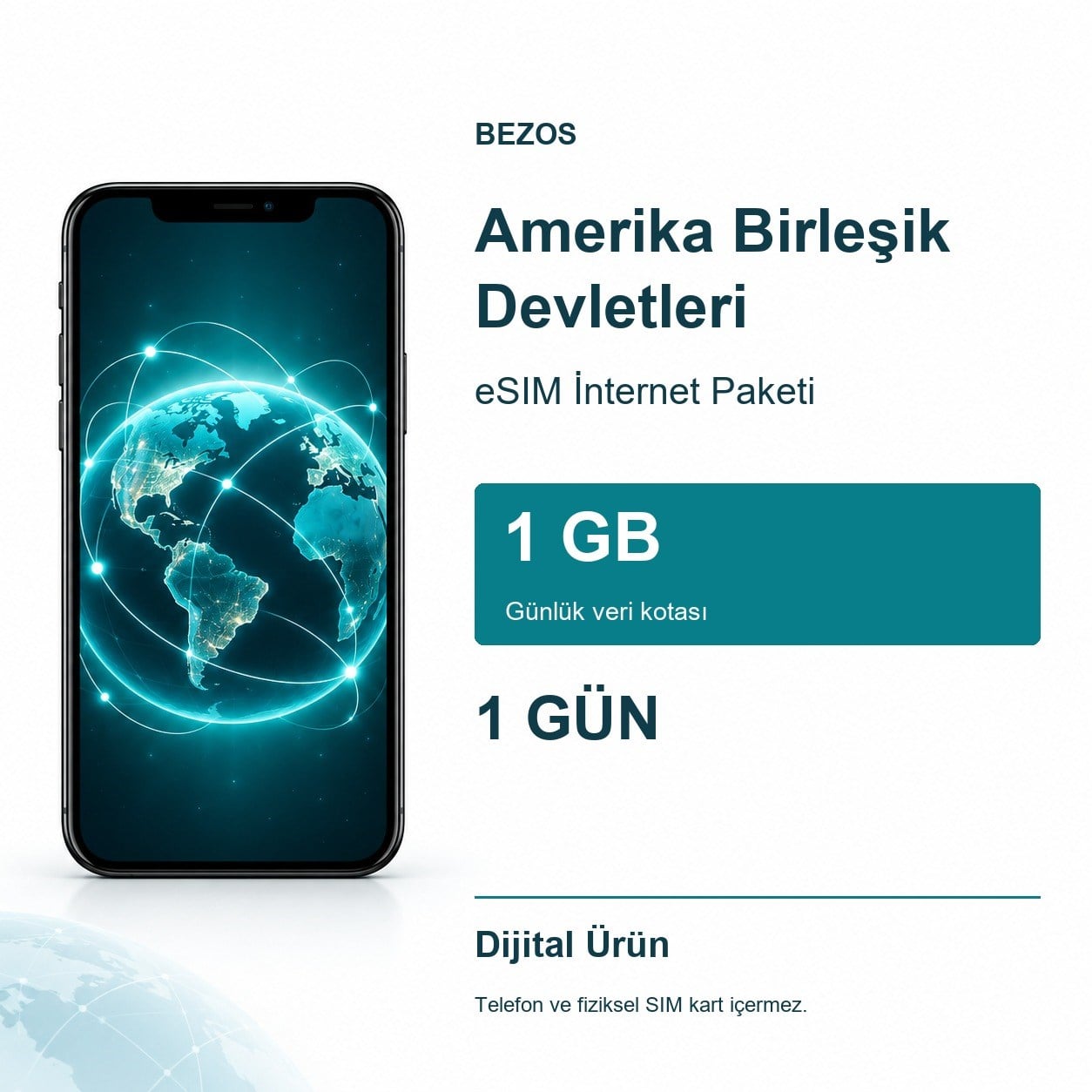 Amerika Birleşik Devletleri eSIM İnternet Paketi Günlük 1 GB 1 Gün