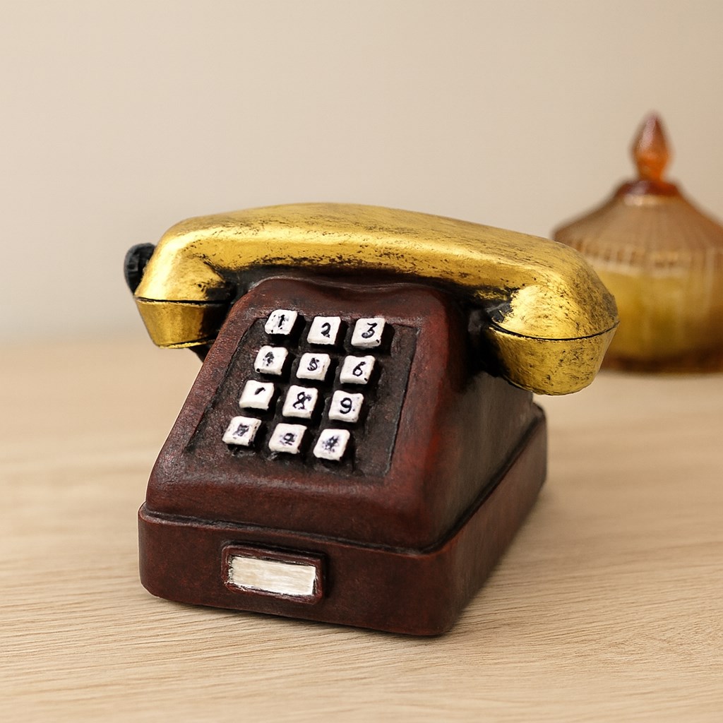 Ankesörlü Telefon Dekoratif Biblo - Reçine 9.5x9.5 cm