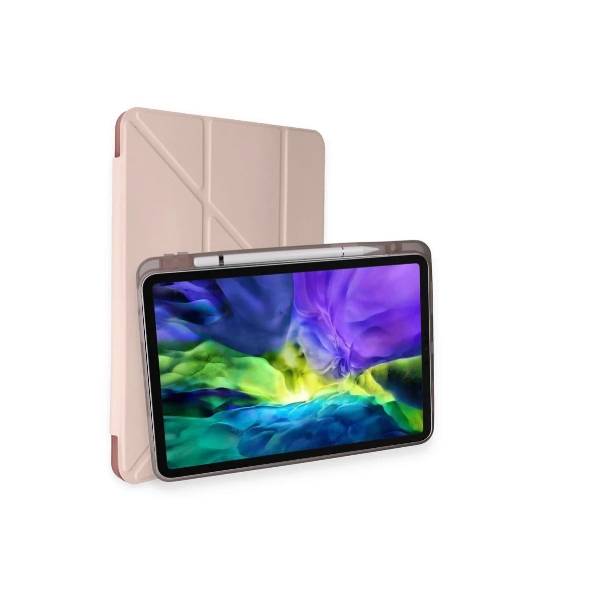Apple iPad Pro 11 (2021) Kılıf Kalemlikli Hugo Tablet Kılıfı - Rose Gold