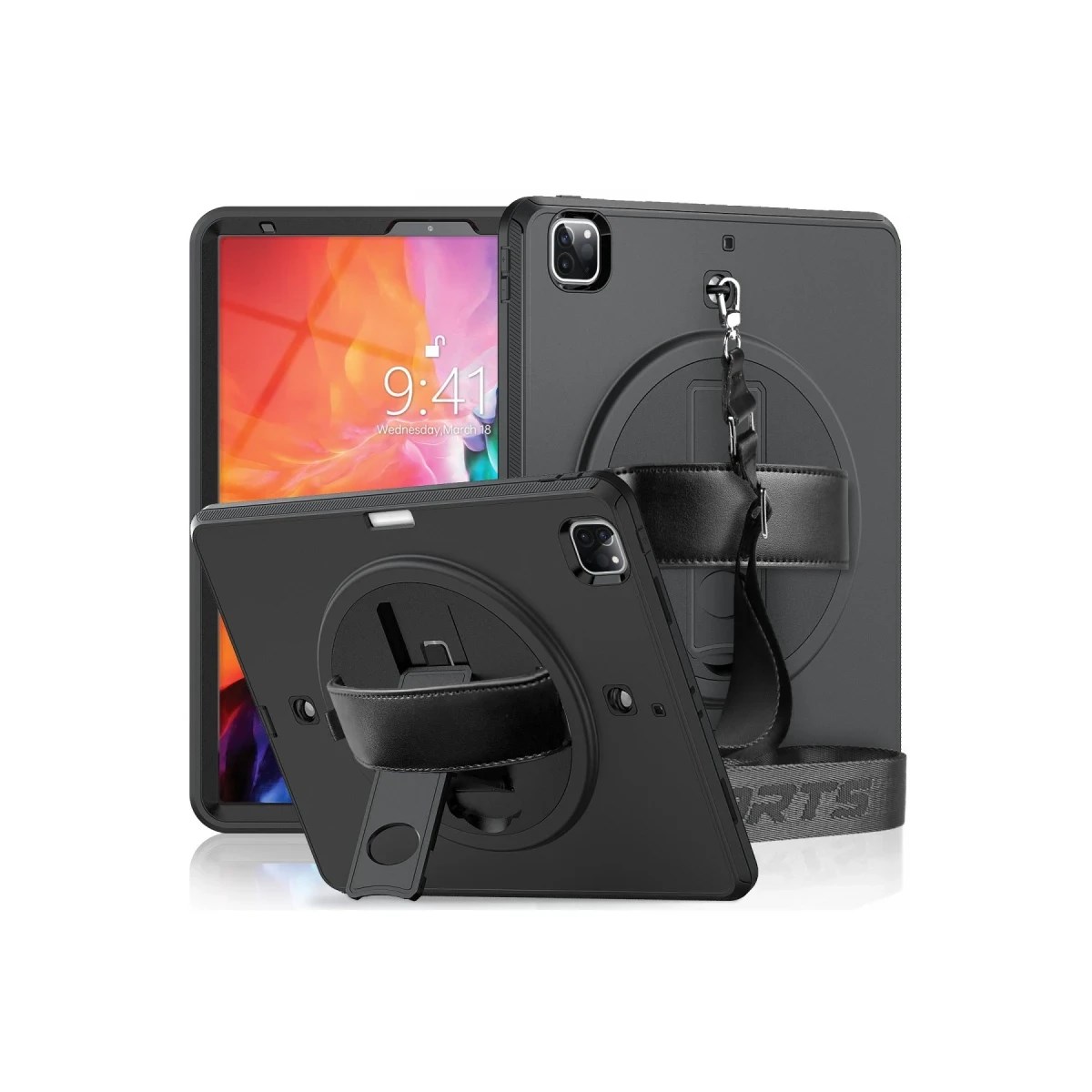 Apple iPad Pro 12.9 (2021) Kılıf Strap-C Otterbox Tablet Kapak - Siyah
