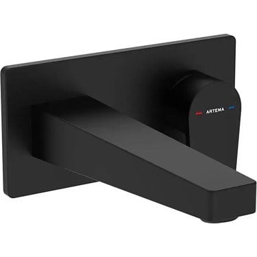 Artema Flow Square Ankastre Lavabo Bataryası (Sıva Üstü Grubu) Mat Siyah