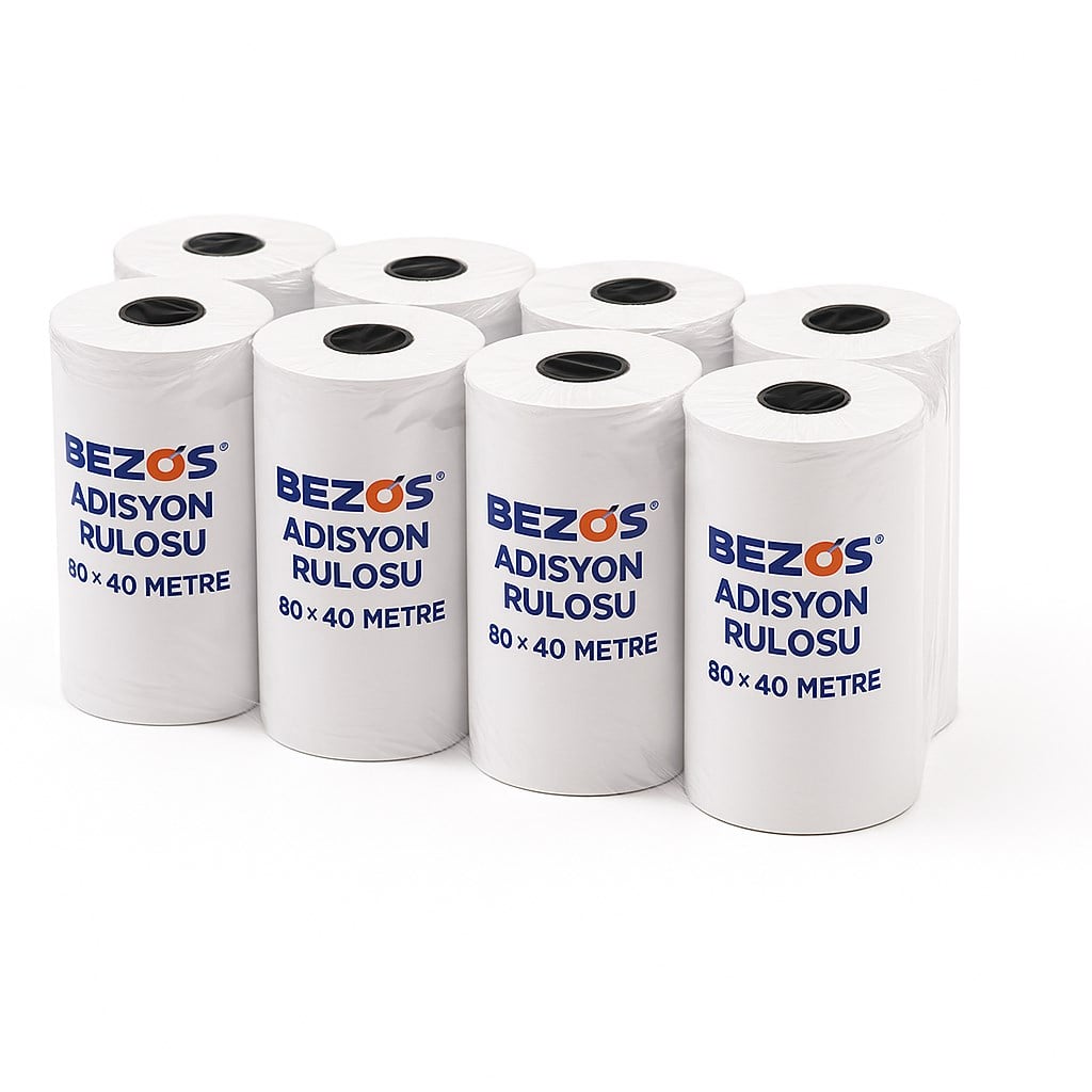 BEZOS 80x40 mm Adisyon Rulosu Termal Rulo 10'lu Paket