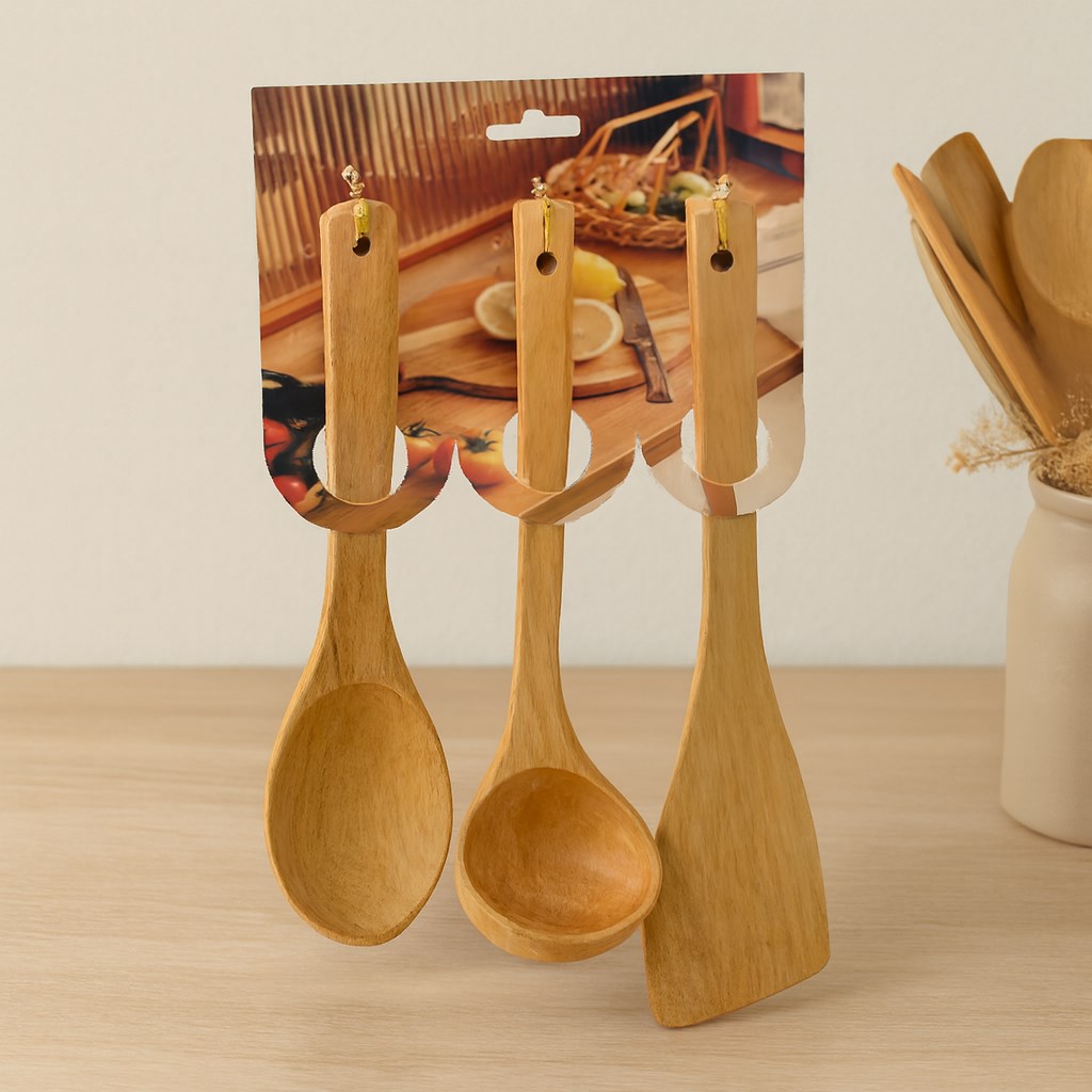 Bambu Ahşap Mutfak Servis Seti 3 Parça (27/27/32 cm)