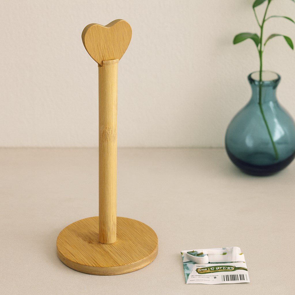 Bambu Kağıt Havluluk Yuvarlak Taban 12 cm Kalp Sap 28.5 cm