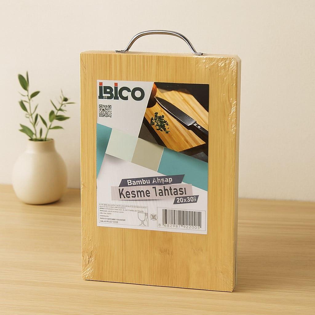 Bambu Kesme Tahtası 20x30x1.7 cm - Metal Kulplu
