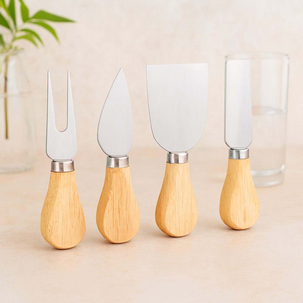 Bambu Saplı 4lü Peynir Bıçak Seti