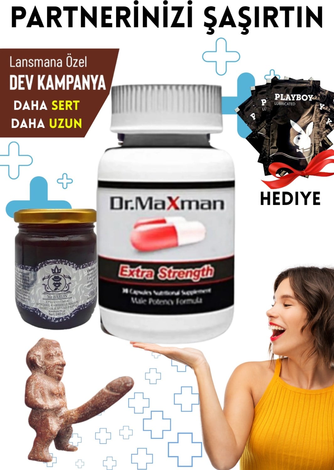 Baron Macun + Dr.maxman Sertleştiricili Geciktiricili Büyütücülü Etkili Erkek Performans Arttırıcılı Set