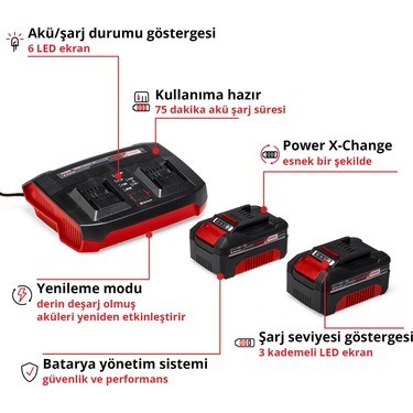 Başlangıç Kiti ile 18 V Güç ve 2 x 4.0 Ah Akü Desteği