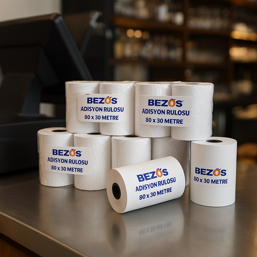 Bezos 80x30 mm Adisyon Rulosu Termal Rulo 5 Paket 50 Adet