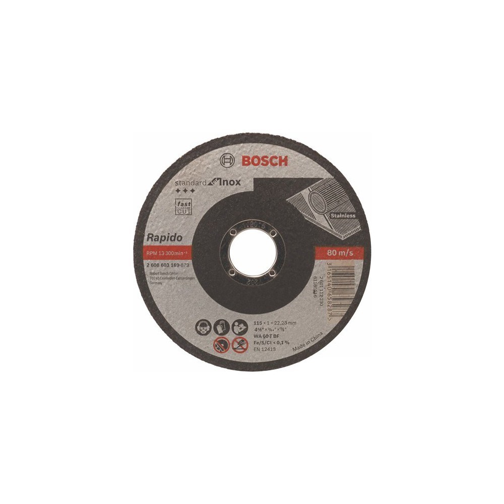 Bosch - Standard Seri Inox (Paslanmaz Çelik) İçin Düz Kesme Diski (Taş) ? Rapido - Wa 60 T Bf, 115