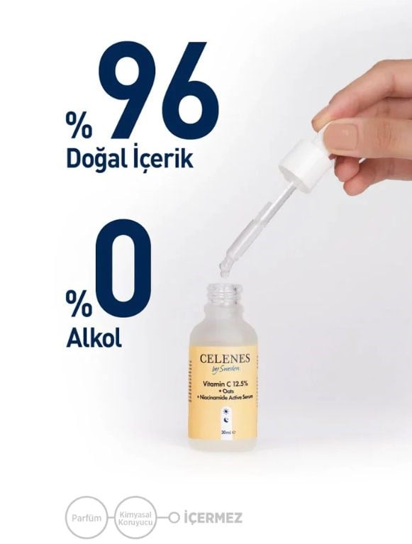 Celenes Aydınlatıcı ve Cilt Tonu Eşitleyici Rena C Vitamini Serum - Yulaf Özü + Niacinamide 30 ml
