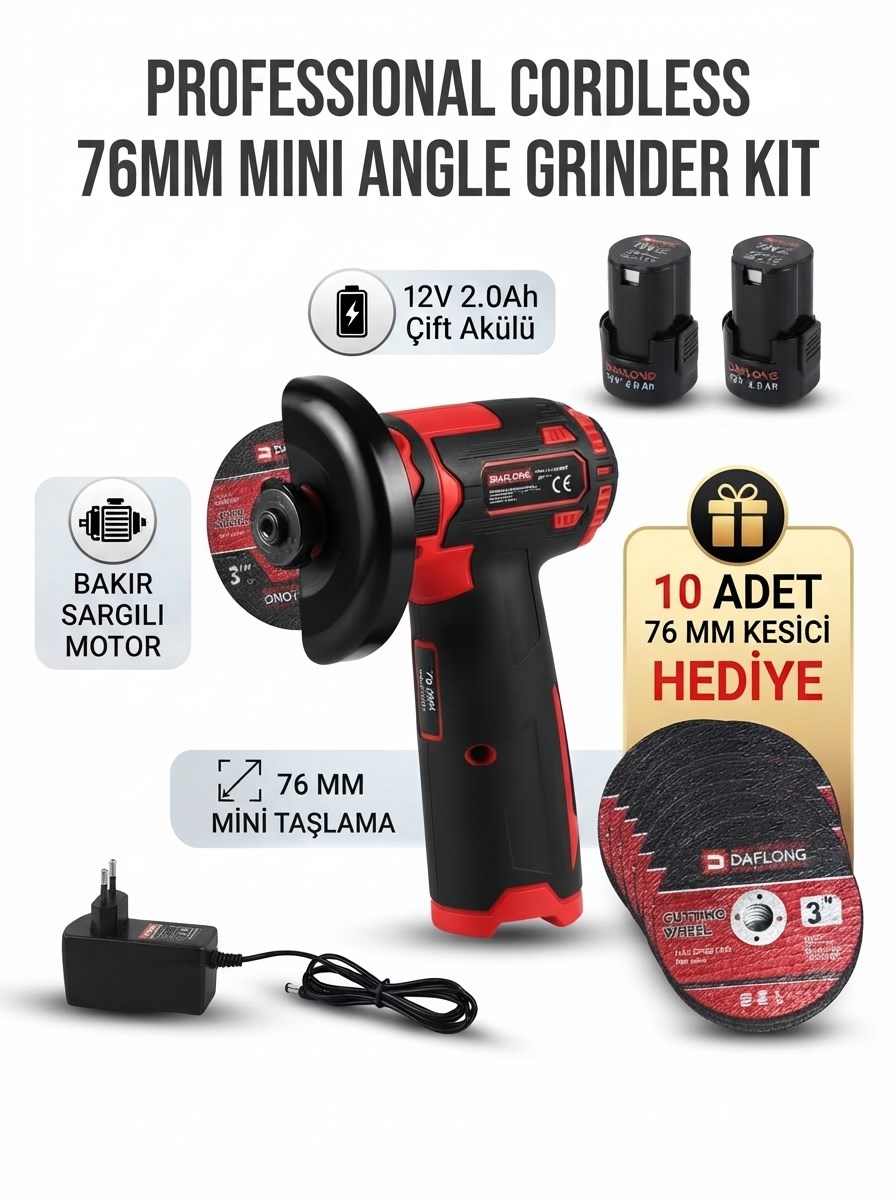 Çift Akülü Mini Taşlama Makinesi