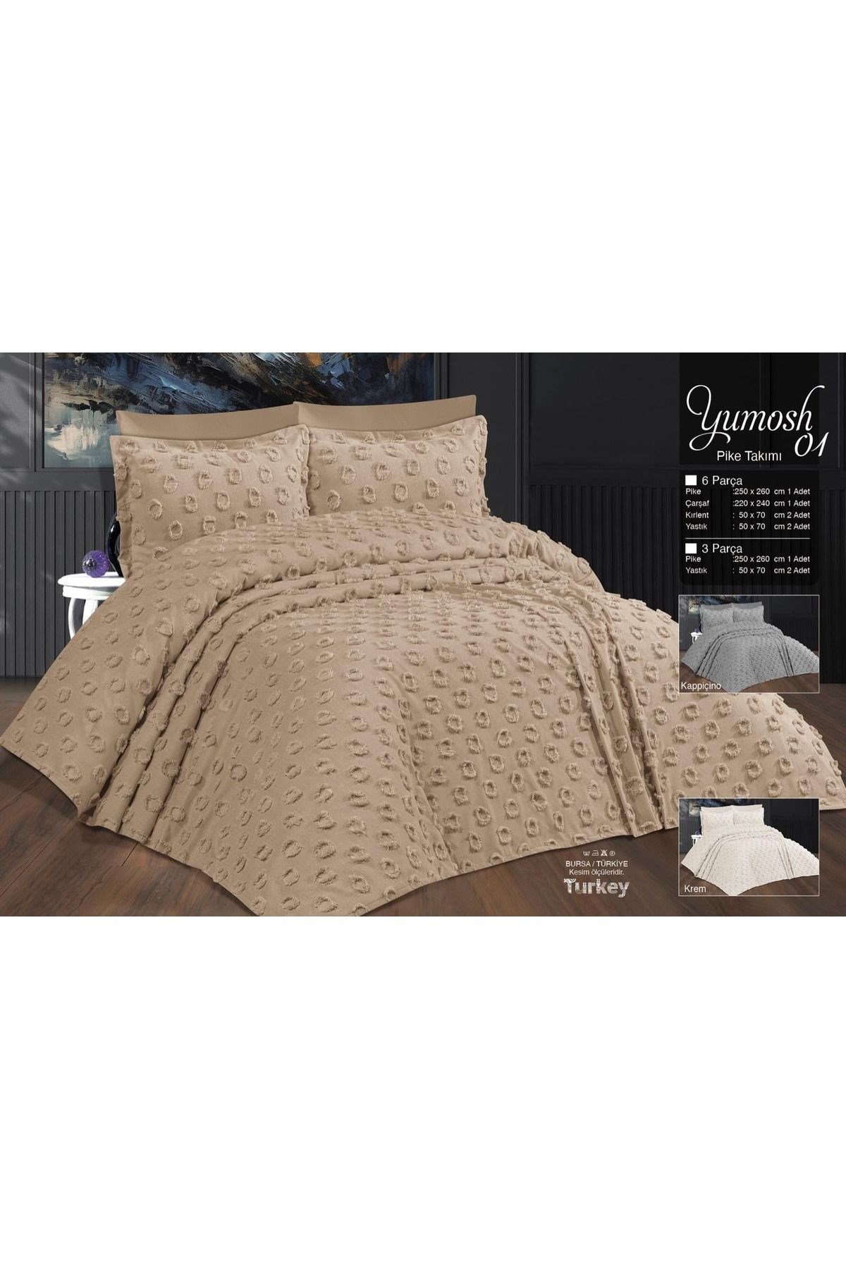 Çift Kişilik Yatak Örtüsü KAPİ 3 Parça Yatak Örtüsü Bedspread
