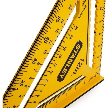 Çift renkli ABS plastik inç ölçülü gönye, 12 uzunluğunda