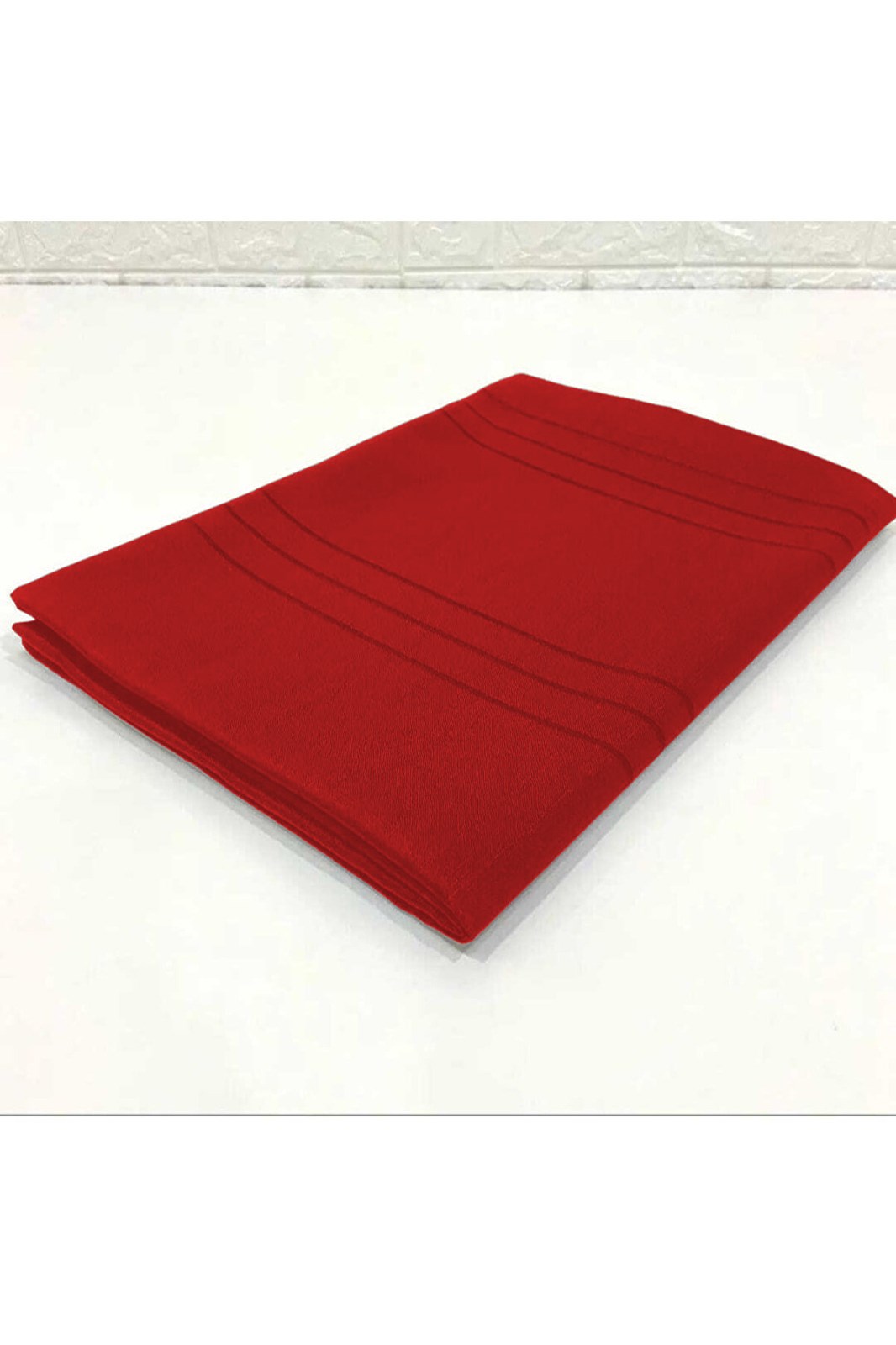 Çizgili Tek Masa Örtüsü Colber 160x220cm Kırmızı